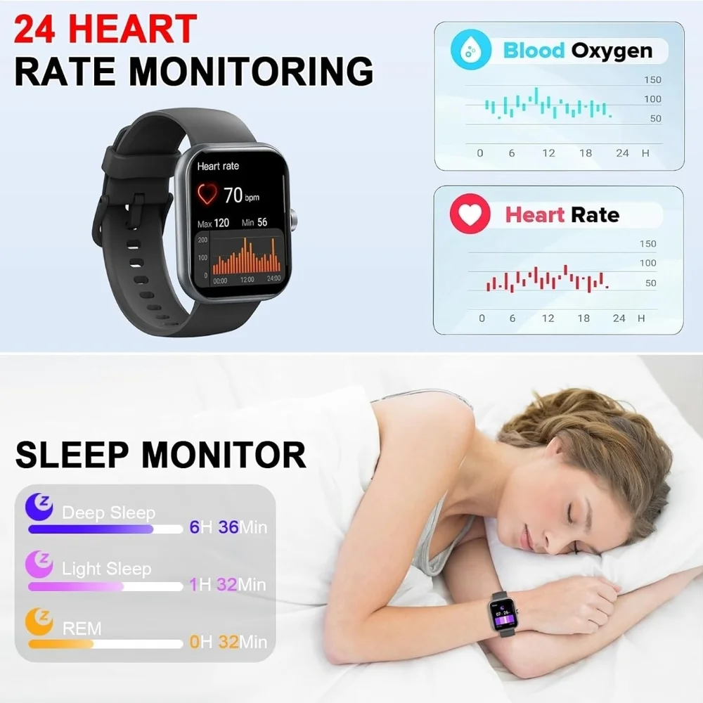 Black Smartwatch with Fitness Tracking and Heart Rate Monitor